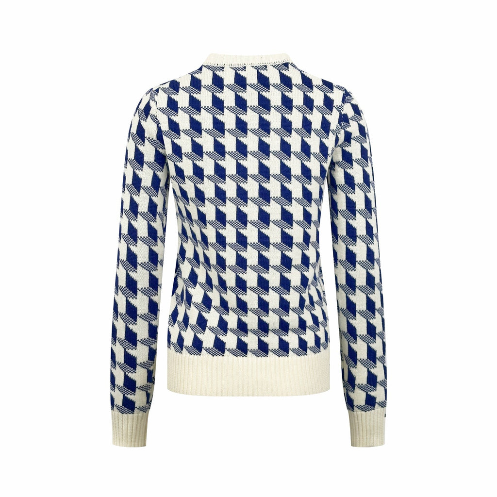 2026 Women's CD Butterfly Knot Peacock Pattern Plaid Sweater (DD144)