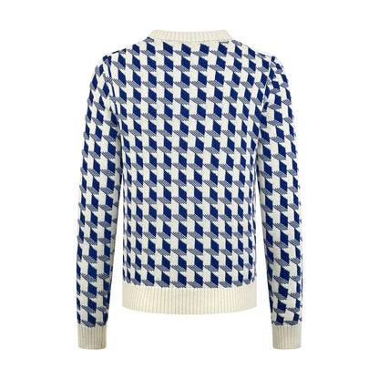 2026 New Style CD Embroidered Peacock Pattern Plaid Knitted Sweater (AA640-B40)