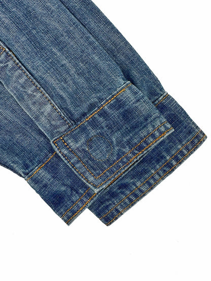 2026 Women's FF Leather Patch Denim Jacket (EE436)