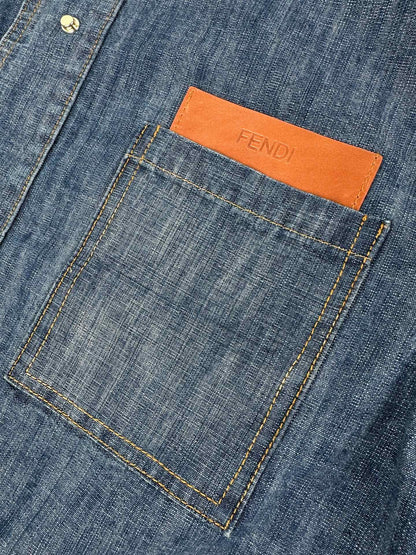 2026 Women's FF Leather Patch Denim Jacket (EE436)