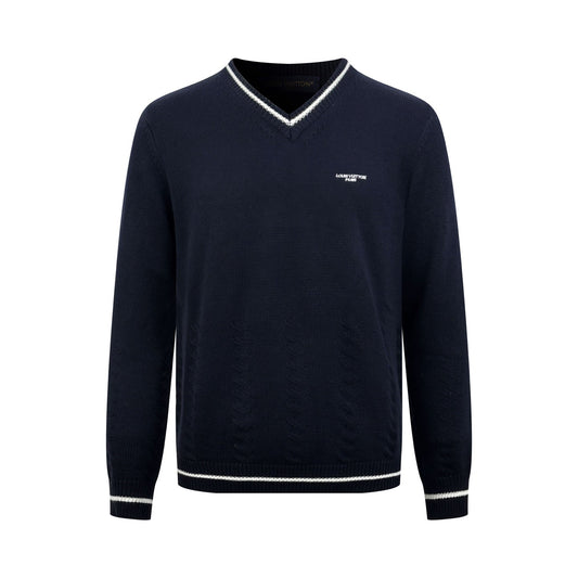 2026 New Model LY Embroidered Twisted Knit V-Neck Sweater (AA675-B25)