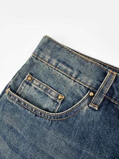 2026 New Model LY Leather Detail Pockets Denim Jeans (BB4018-B80)