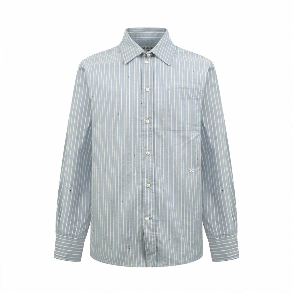 2026 Women's CC Double C Embroidered Striped Shirt (FF804)