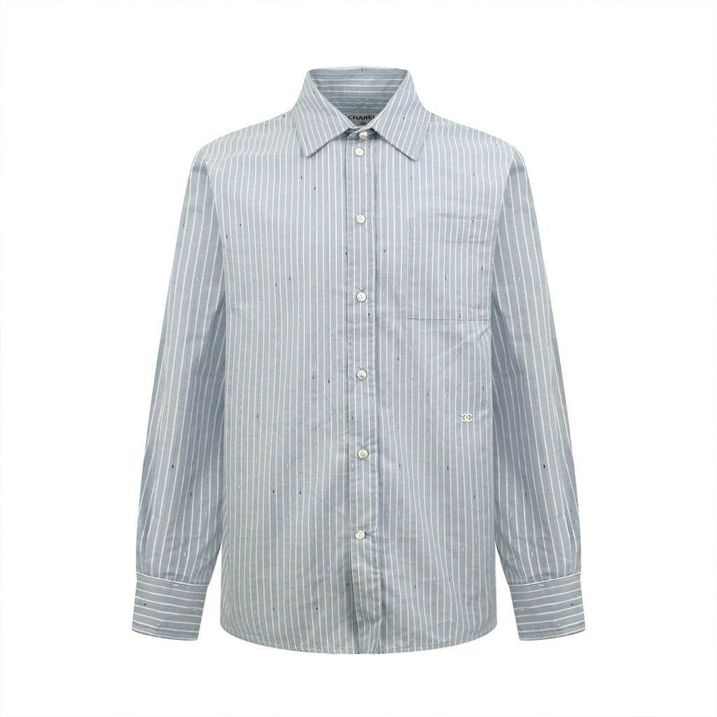 2026 New Model CC Double-C Embroidered Stripes Shirt (CC7008-B55)